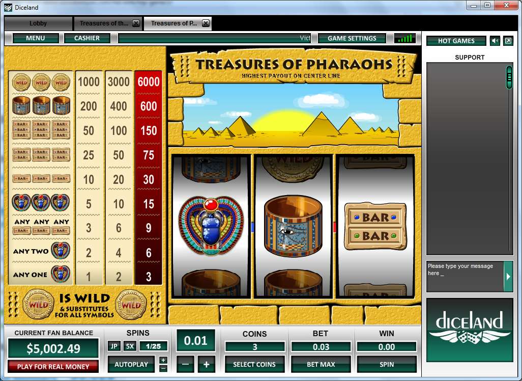 Treasure of Pharaohs 1 Line